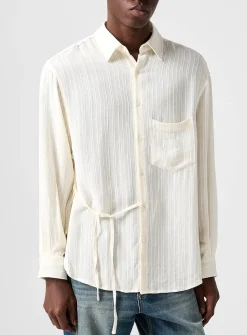 Kali textured stripes belted shirt