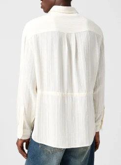 Kali textured stripes belted shirt