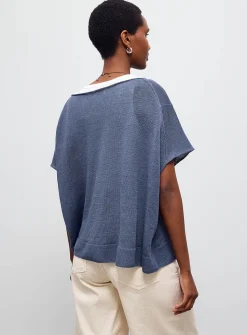 Kimmy pure linen cap-sleeve sweater