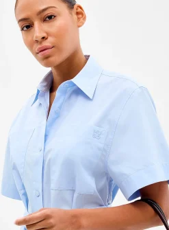 Kinime sky blue belted shirtdress