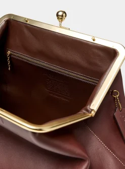 Kisslock XL ebony leather minaudière