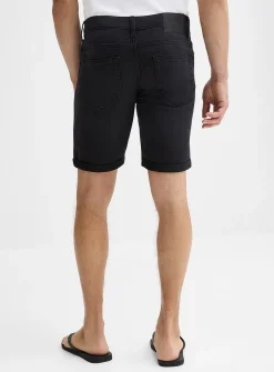 Knit-like underside black denim Bermudas