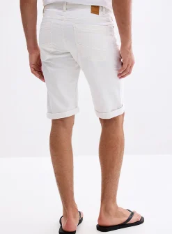 Knit-like underside white denim Bermudas