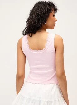 Lace collar cropped cami