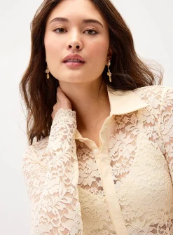 Lace fitted polo shirt