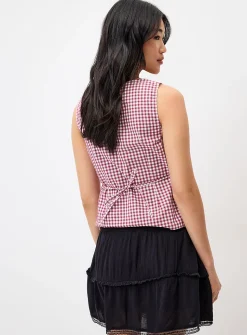 Lace-hem crinkled skort