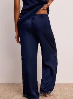 Lace hem satiny pant