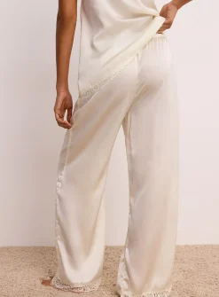 Lace hem satiny pant