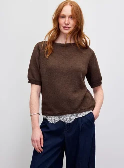 Lace insert boxy-fit sweater