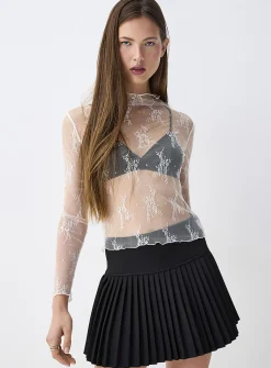 Lace mock neck t-shirt