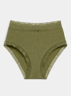 Lace trim high-waist bikini panty
