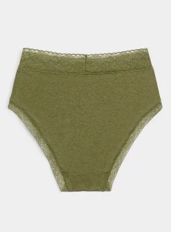 Lace trim high-waist bikini panty