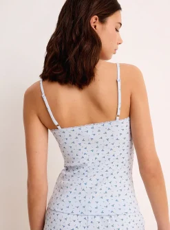 Lace-trim pointelle knit cami