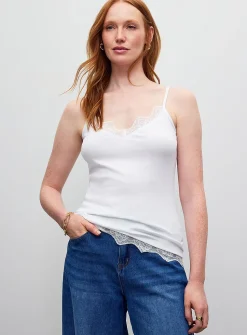 Lace trim ribbed cami