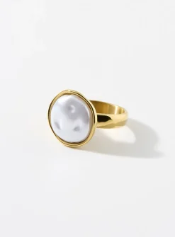 Large pearly stone ring