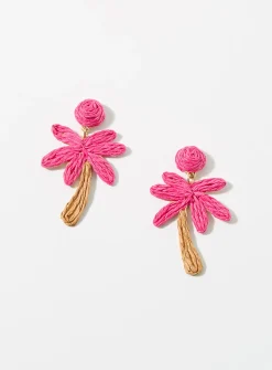 Large raffia palm tree earrings