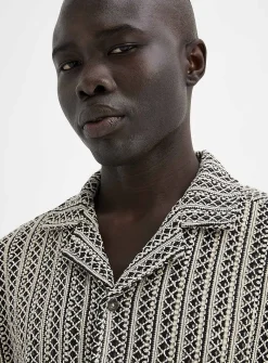 Lattice crochet-knit shirt