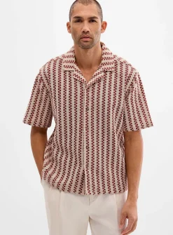 Lattice crochet-knit shirt