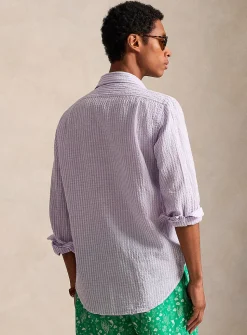 Lavender striped seersucker shirt