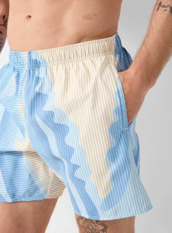 Layered blue striped swim trunk