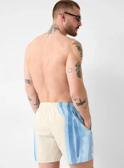 Layered blue striped swim trunk