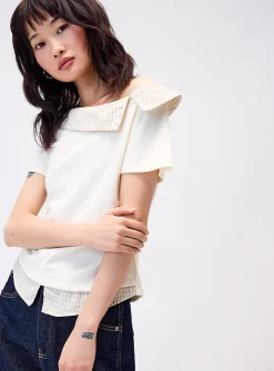 Layered effect checkered T-shirt
