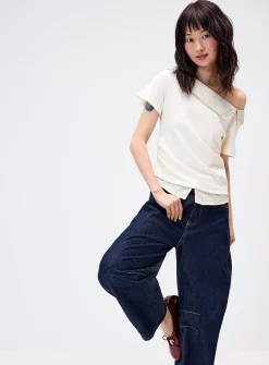 Layered effect checkered T-shirt