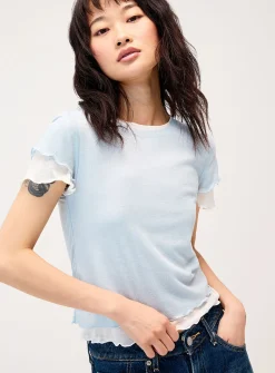 Layered lettuce-trim fooler T-shirt