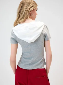 Layered-look hooded T-shirt