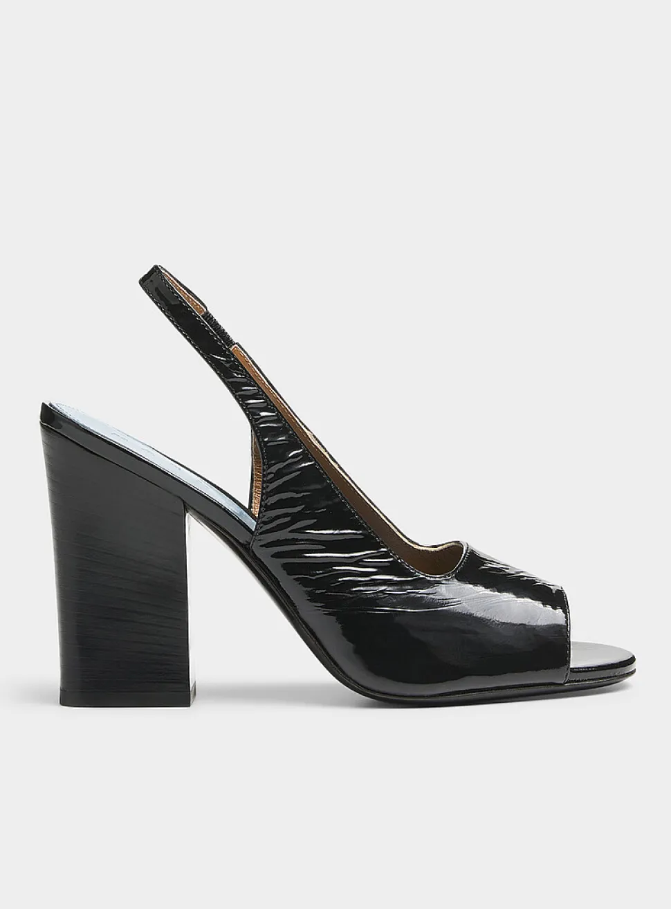 Leather open-toe slingback pumps