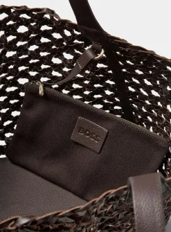 Lenah braided strap leather tote bag