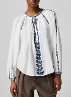 Lena organic 100% cotton embroidered blouse