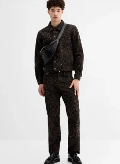 Leopard-print double-knee jean