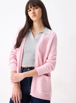 Lesly patch pocket open cardigan