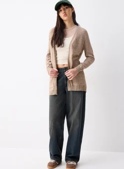 Lesly patch pocket open cardigan