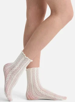 Lettuce-trim crochet-like socks