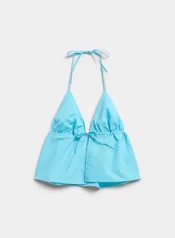 Lightweight cotton knotted halter tank