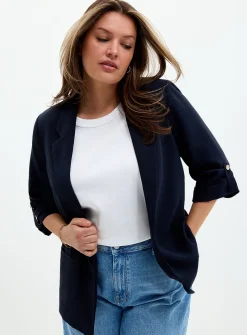 Lightweight crepe open casual jacket