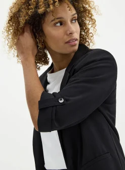 Lightweight crepe open casual jacket
