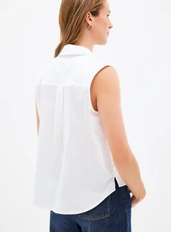 Lightweight poplin sleeveless shirt