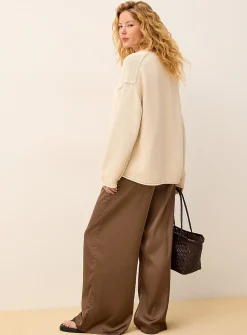 Lightweight satin wide-leg pant