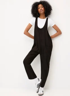 Linen-blend barrel-leg bodysuit