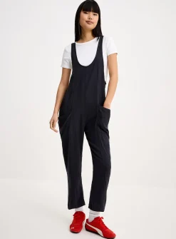 Linen-blend barrel-leg bodysuit