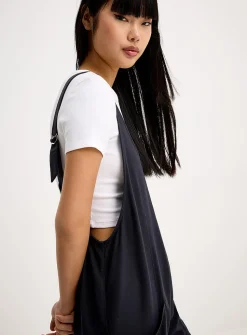 Linen-blend barrel-leg bodysuit