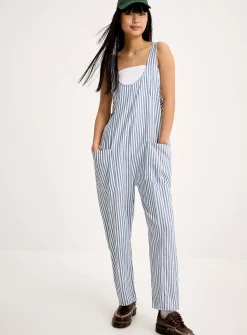 Linen-blend barrel-leg bodysuit