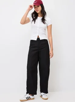 Linen-blend barrel-leg dress pant