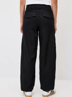 Linen-blend barrel-leg dress pant