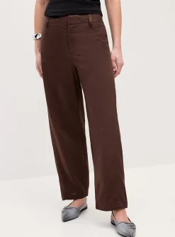 Linen-blend barrel-leg dress pant