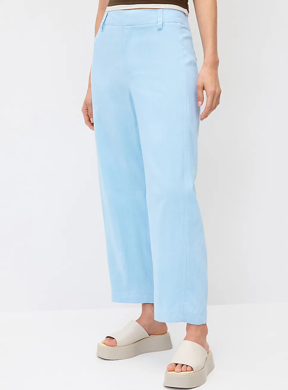 Linen-blend barrel-leg dress pant