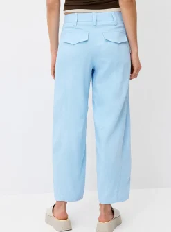 Linen-blend barrel-leg dress pant
